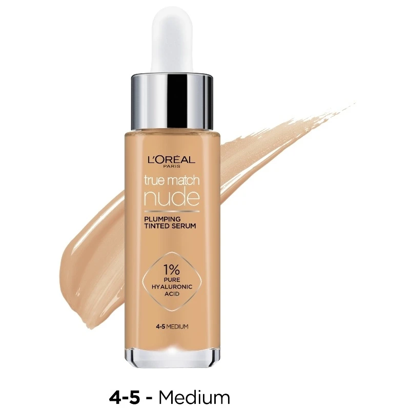L’Oréal Paris L'Oréal Paris Cosmetics True Match Nude Plumping Tinted Serum 30 Ml - No. 4-5 Medium 2 L’Oréal Paris L'Oréal Paris Cosmetics True Match Nude Plumping Tinted Serum 30 Ml - No. 4-5 Medium - Billede 2